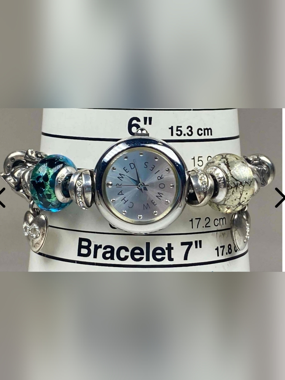 Charmed Memories Charm Watch Bracelet Sterling Silver With Marino Beads